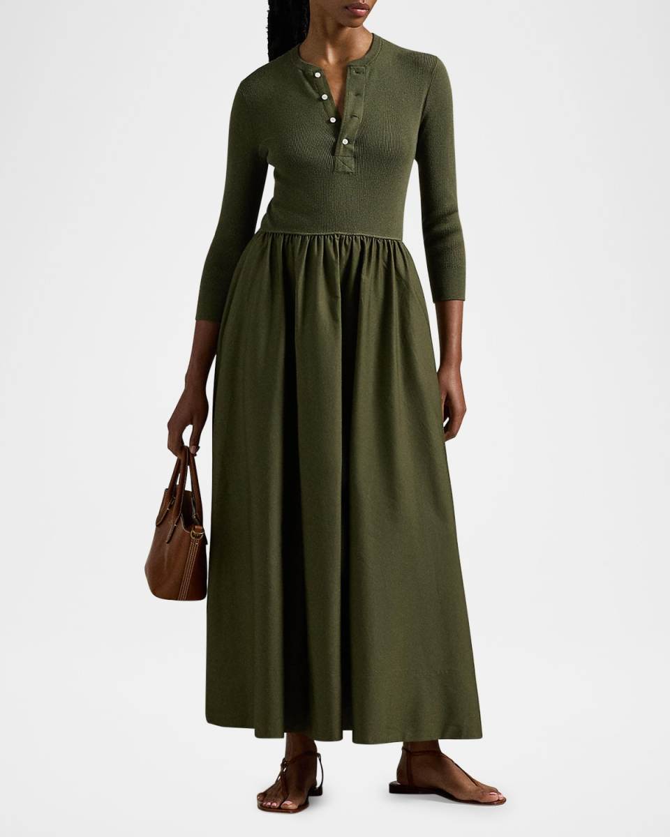 Henley-Bodice Maxi Dress